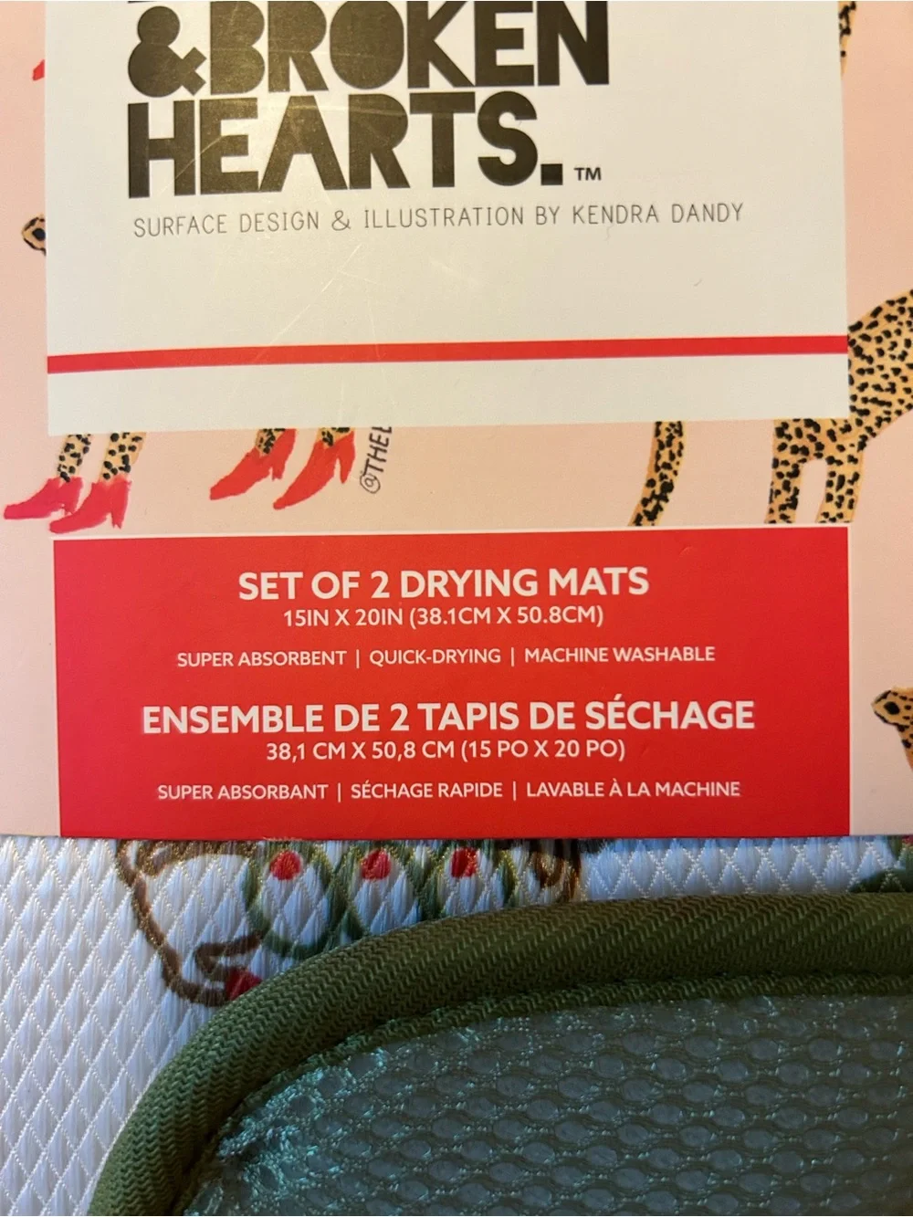 Cocktail weenies! Dachshund, martini martini themed drying mats. Two included.